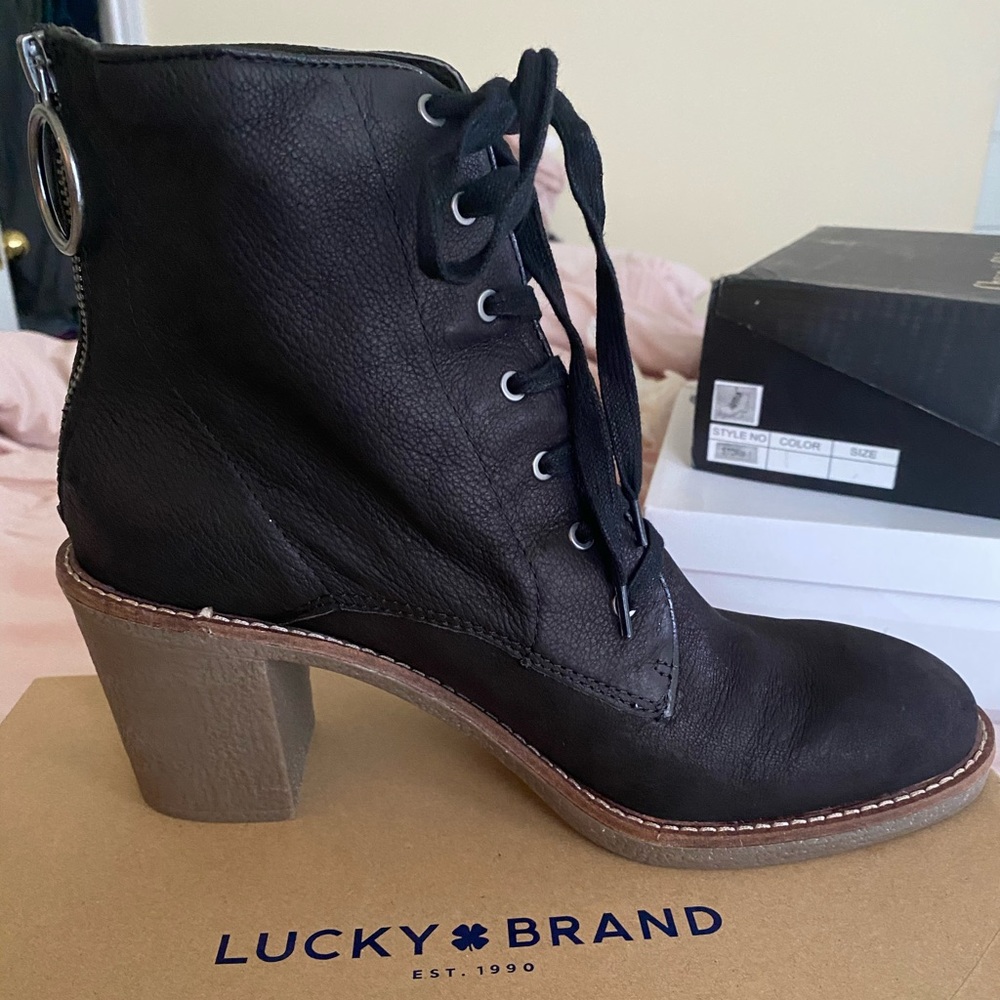 Lucky Brand Black Lace-Up Bootie *Brand New*